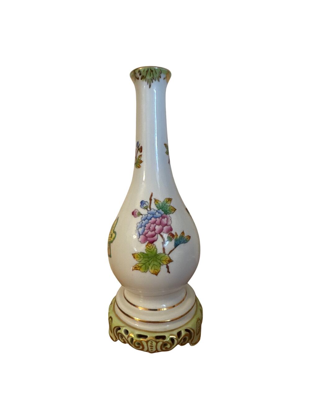Herend Hungary Hand Painted Queen Victorian Lamp Base Floral Butterfly